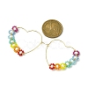 Heart Glass Seed with Brass Hoop Earrings EJEW-MZ00144-5