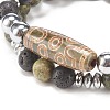 2Pcs 2 Style Mala Bead Bracelets Set with Tibetan Agate Dzi Beads BJEW-JB08020-02-5