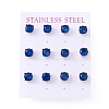 6 Pairs Cubic Zirconia Flat Round Stud Earrings EJEW-G291-04C-M-1