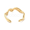 PVD Vacuum Plating 304 Stainless Steel Wave Open Cuff Ring for Women RJEW-C040-02G-3