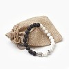 Natural Lava Rock Beads and Natural Howlite Beads Stretch Bracelets BJEW-JB03851-06-3