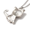 Alloy Rhinestone Cat Pandant Necklace with Cable Chains NJEW-K248-01P-03-3