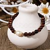 Round Dyed Natural Freshwater Shell Stretch Beaded Bracelets BJEW-JB05727-03-2