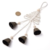 Christmas Tree Cotton Cord & Iron Bell & Wood Pendant Decorations HJEW-TA00317-3