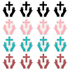 Globleland 16Pcs 4 Colors Hand with Cross Silicone Beads SIL-GL0001-07-1
