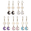 Alloy Enamel Moon & Brass Star Dangle Earrings EJEW-JE05403-1