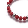 Natural & Synthetic Mixed Stone Round Beaded Stretch Charm Bracelets BJEW-L648-08-4