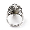 Oval Natural Labradorite Adjustable Finger Ring RJEW-C010-03P-RS-3