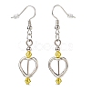Heart with Acrylic Beaded Dangle Earrings EJEW-JE05064-5