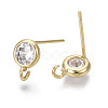 Brass Micro Clear Cubic Zirconia Stud Earring Findings KK-R132-063-NF-2