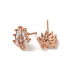 Brass Clear Cubic Zirconia Stud Earring Findings EJEW-E257-03RG-2