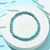 Synthetic Turquoise Flat Round Beaded Stretch Bracelets for Women BJEW-JB09717-07-2