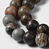 Round Natural Dendritic Jasper Beads Strands G-I176-06-8mm-01-2