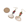 Dyed Shell & Electroplated Conch Shell Dangle Earrings EJEW-JE06061-3