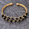 Brass Wire Wrap Cuff Bangle with Round Beaded BX4244-2