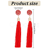 ANATTASOUL 8 Pairs 8 Colors Rose with Cotton Tassel Dangle Stud Earrings EJEW-AN0001-68-2