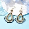 Handmade Seed Beads with Synthetic Blue Spinel Dangle Earrings EJEW-MZ00139-4