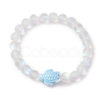 8mm Round Dyed Synthetic Moonstone Beaded Stretch Bracelets BJEW-JB10306-1