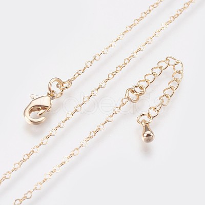 Long-Lasting Plated Brass Heart Link Chains Necklaces NJEW-K112-02G-NF-1