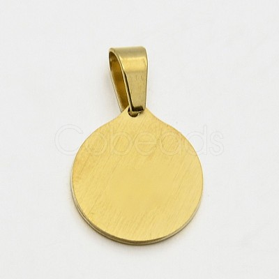 304 Stainless Steel Flat Round Charms STAS-E069-22A-1