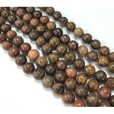 Natural Dendritic Jasper Beads Strands X-G-H1632-6MM-1