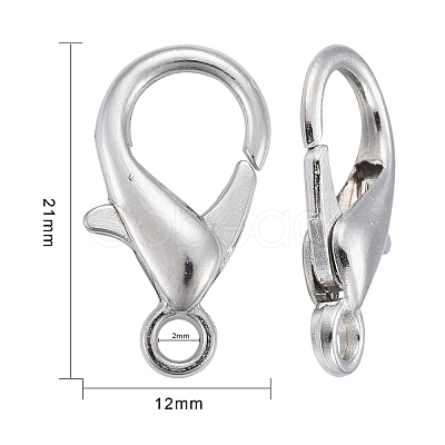 Platinum Plated Zinc Alloy Lobster Claw Clasps X-E107-1