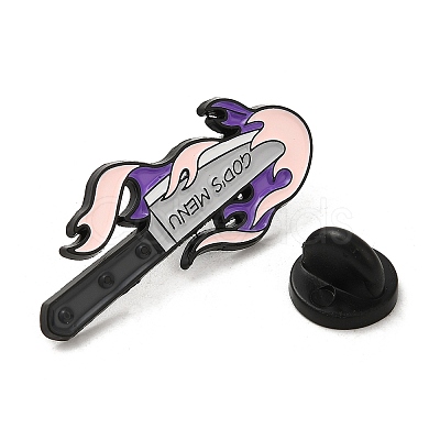 Knife with Word God's Menu Enamel Pins JEWB-M029-06B-EB-1