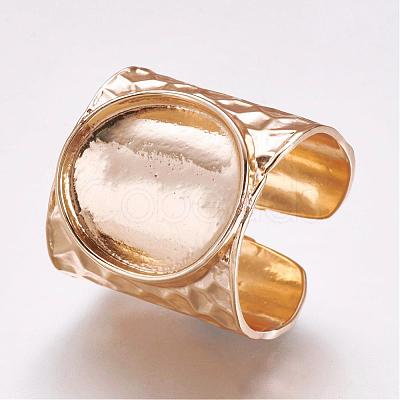 Cuff Brass Pad Finger Ring Settings KK-E703-01KCG-1