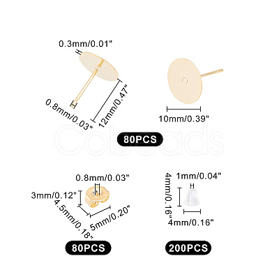 DICOSMETIC 80Pcs 304 Stainless Steel Stud Earring Findings STAS-DC0003-62-1