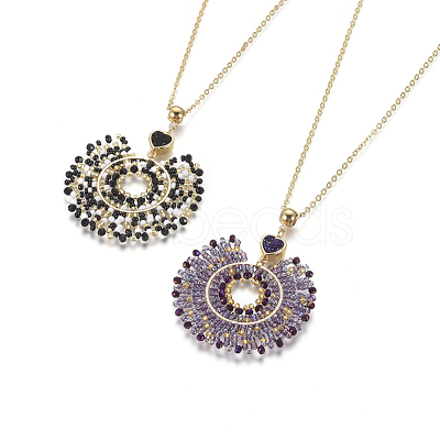 European Bohemian Style Pop Pendant Necklaces NJEW-I233-12G-1