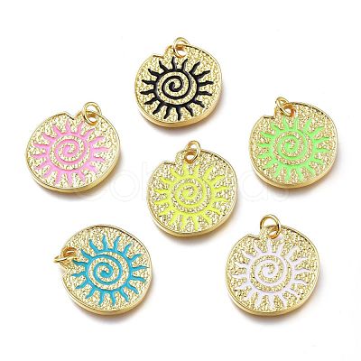 Real 18K Gold Plated Brass Enamel Pendants KK-A150-07G-RS-1