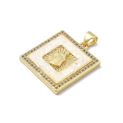 Brass Micro Pave Clear Cubic Zirconia Pendants KK-A221-26G-01-1