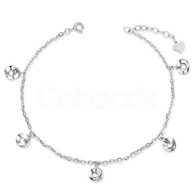 SHEGRACE Rhodium Plated 925 Sterling Silver Charm Anklets JA117A-1