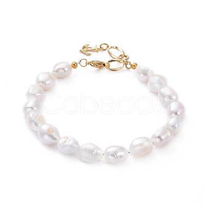 Natural Baroque Pearl Keshi Pearl Beaded Bracelets BJEW-JB05262-1