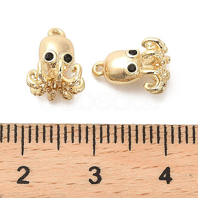 Brass Micro Pave Black Cubic Zirconia Charms KK-C054-24G-1