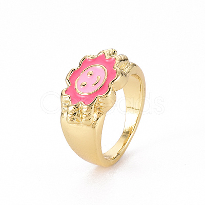 Alloy Enamel Wide Band Rings RJEW-N034-007A-RS-1