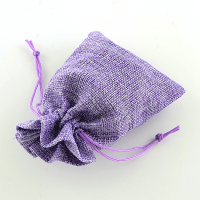 Polyester Imitation Burlap Packing Pouches Drawstring Bags X-ABAG-R004-14x10cm-08-1