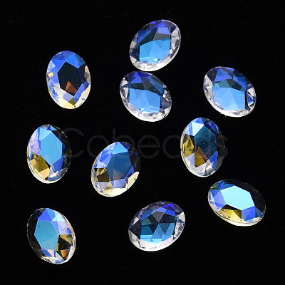 Oval Transparent Glass Cabochons MRMJ-T009-144-1