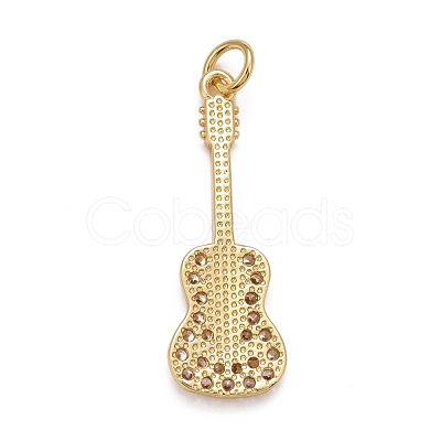 Rack Plating Brass Clear Cubic Zirconia Pendants KK-M229-42G-1