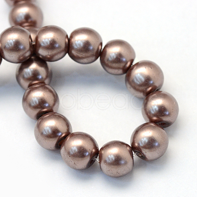 Baking Painted Pearlized Glass Pearl Round Bead Strands X-HY-Q330-8mm-78-1