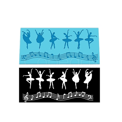 Music Note & Ballet Dancer Food Grade Silhouette Statue Silicone Mat Moulds MUSI-PW0003-02-1