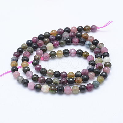 Natural Tourmaline Beads Strands G-J373-08-4mm-1