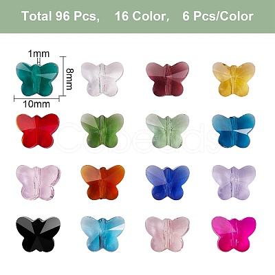 96Pcs 16 Colors Transparent Glass Beads GLAA-SZ0001-36-1