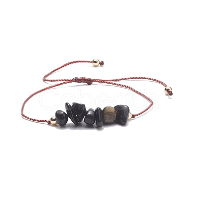 2Pcs 2 Style Natural Quartz Crystal & Obsidian Chips Beaded Bracelets Set with Synthetic Hematite BJEW-JB07986-1