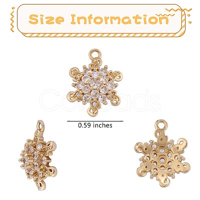 6 Pieces Snowflake Clear Cubic Zirconia Charm Pendant Brass Flower Charm Long-Lasting Plated Pendant for Jewelry Necklace Bracelet Earring Making Crafts JX408A-1