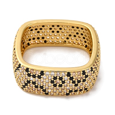 Rack Plating Square Brass Cubic Zirconia Rings for Women RJEW-S242-06G-1