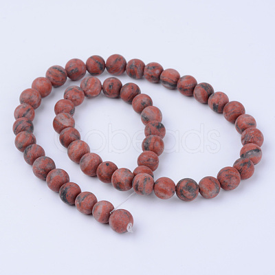 Natural Sesame Jasper/Kiwi Jasper Beads Strands X-G-Q462-8mm-04-1