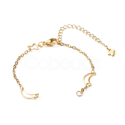 304 Stainless Steel Moon & Star Link Chains Bracelet Making AJEW-JB01039-02-1