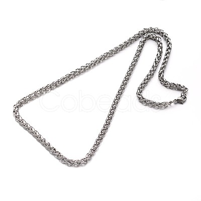 Tarnish Resistant Great 304 Stainless Steel Wheat Chain Necklaces NJEW-O058-04P-1