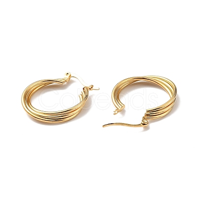 PVD Vacuum Plating 201 Stainless Steel Interlocking Triple Hoop Earrings with 304 Stainless Steel Pins EJEW-D279-09G-02-1